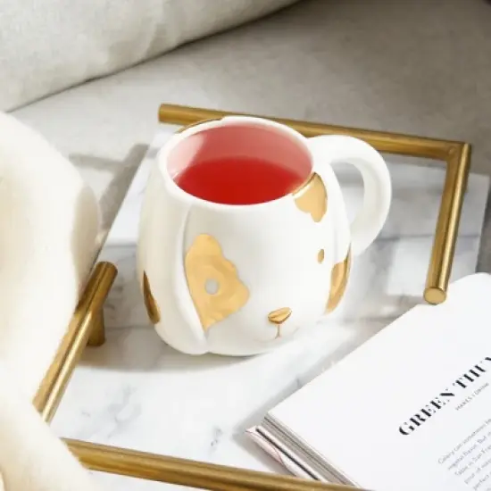 Pinky Up Penny Dog Mug, Ceramic Tea Mug, Tea Tumbler Cup, Dog Lover Gifts, Puppy Inspired Tea Cup, Gold Accents, 16oz image {4}