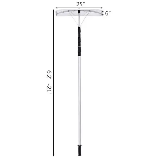 Costway 21FT Telescoping Snow Roof Rake Shovel Large Poly Blade Aluminum Tube Non-Slip Handle image {9}