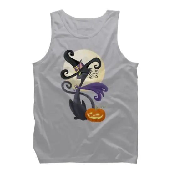 Men's Design By Humans Bewitching Black Halloween Kitty Cat By LittleBunnySunshine Tank Top image {8}