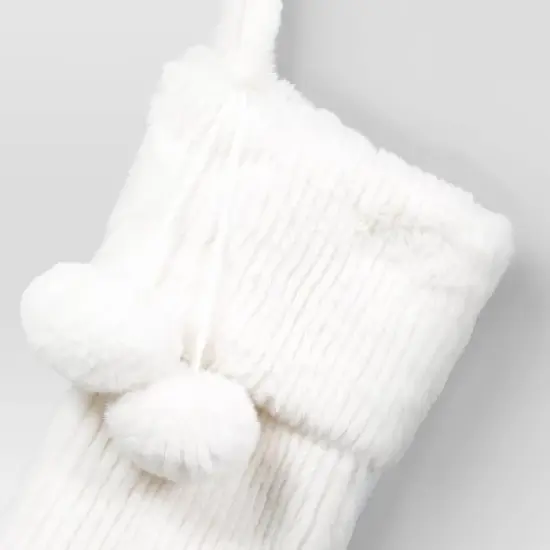 20" Christmas Striped Faux Fur Stocking White - Wondershop&trade; image {2}