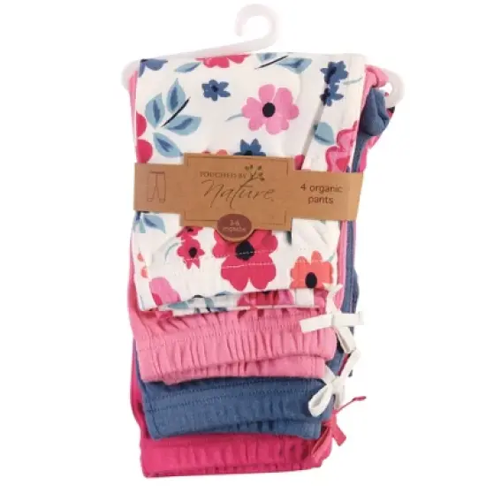 Touched by Nature Baby and Toddler Girl Organic Cotton Pants 4pk, Garden Floral image {1}