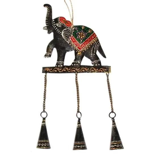 Slickblue 11" Handmade Elephant Chime Wall Art & Garden Decor &ndash; Antique Copper Finish with Colorful Accents image {5}