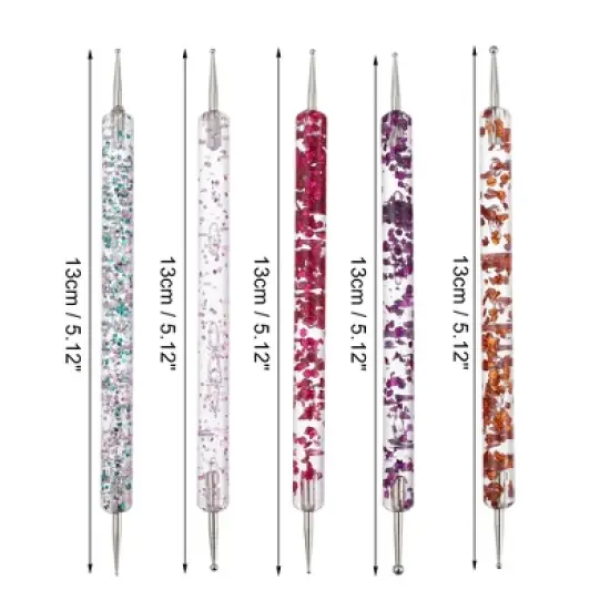 Unique Bargains Double Ended Faux Crystal Handle Nail Art Pens Multicolored 5 Pcs image {3}