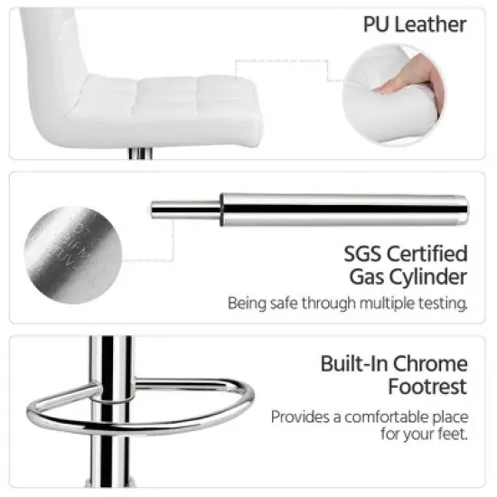 Yaheetech 2pcs Adjustable PU Leather Swivel Stool Armless Chairs with Bigger Base image {4}
