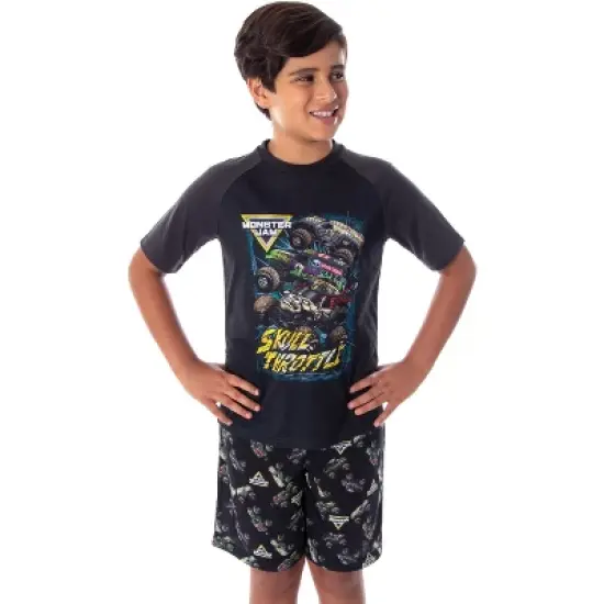 Monster Jam Boys' Skull Throttle Monster Truck Shirt And Shorts Pajama Set image {5}