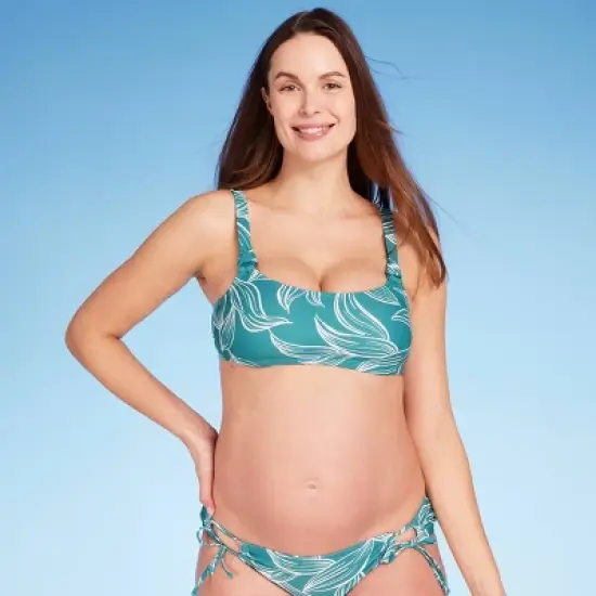 Nursing Bikini Maternity Top - Isabel Maternity by Ingrid & Isabel&trade; Turquoise Green Floral image {6}