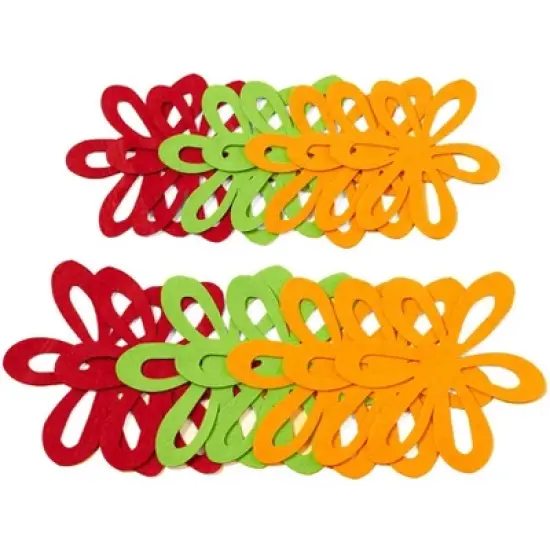 MSR Imports Flower Shaped Felt Pan Separators - Green, Red, Orange - Set of 14 14 Pieces image {5}