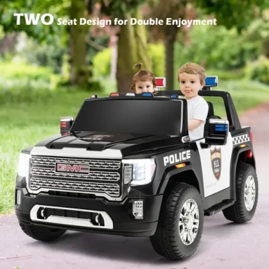 Costway 12V Licensed GMC Kids Ride On Police Car 2-Seater Truck w/Remote Control & Music image {4}