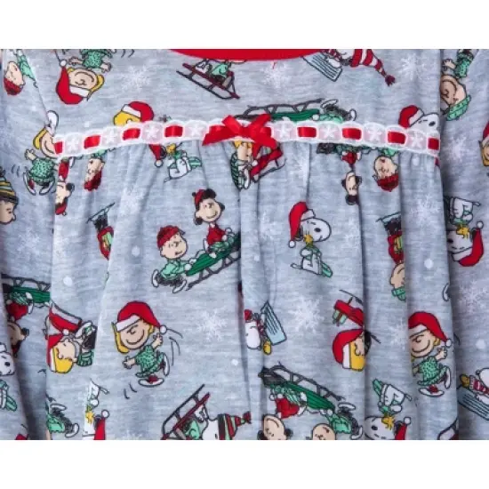 Peanuts Toddler Girls' Snoopy Holiday Christmas Soft Woven Pajama Nightgown image {1}