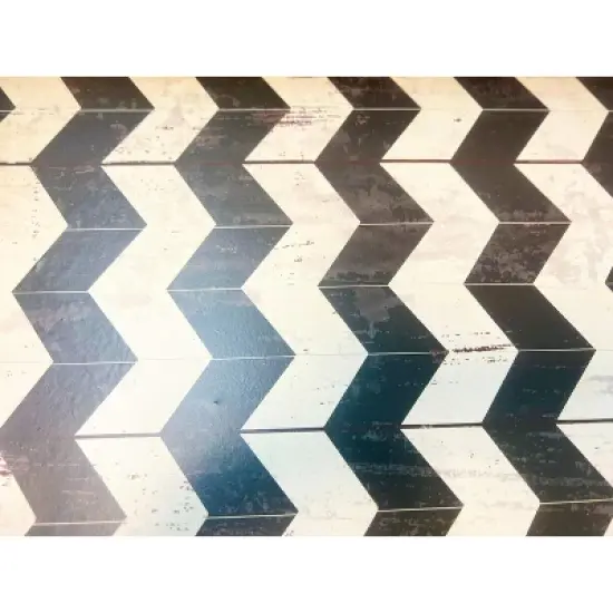 Essential Decor & Beyond Decorative Rectangular Metal Tray With Handle:  Black and White Chevron Pattern - 3PC image {4}