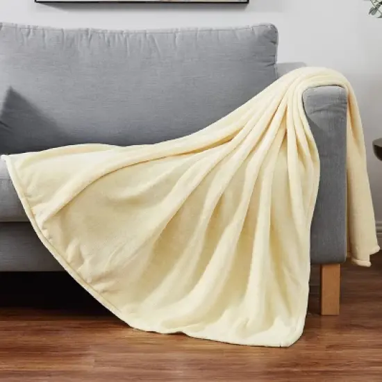 50"x60" Solid Plush Throw Blanket Yellow - Cannon image {2}