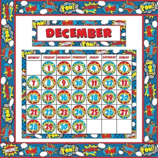 TEACHER CREATED RESOURCES Superhero Calendar Set 9540 image {1}