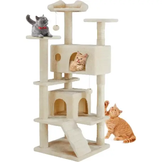 54-Inch Cat Tree Tower &ndash; Multi-Level with Sisal Scratching Post,  Indoor Condo image {6}