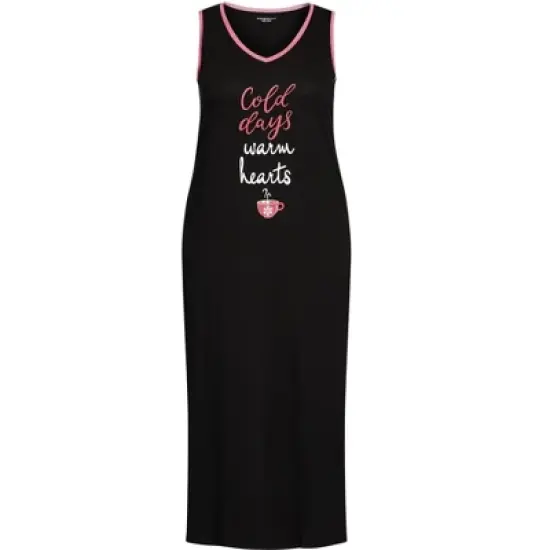 Women's Plus Size Cold Days Maxi Sleep Dress - black | AVENUE image {2}