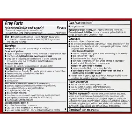 Leader 20 mg 24 Hour Omeprazole 14 Capsules image {2}