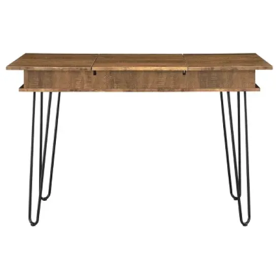 Sheeran Storage Writing Desk with Hairpin Legs Rustic Amber - Coaster image {4}