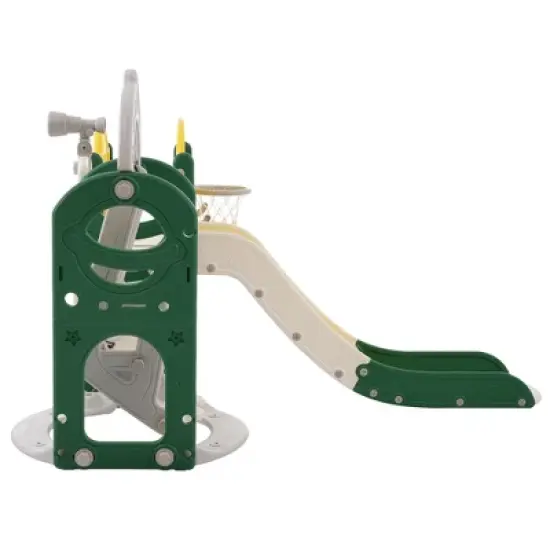 Kids and Swing Set, Toddler Freestanding Playset with Basketball Hoop, Climbing Frame and Telescope, Playground Birthday Gifts for Boys Girls image {2}