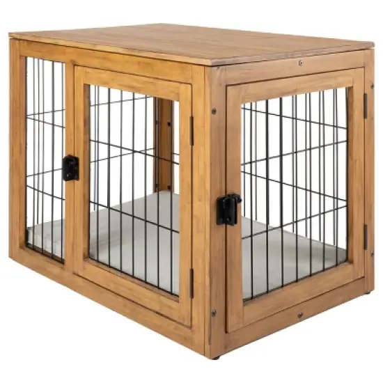 PETMAKER Furniture-Style Dog Crate with Double Doors and Cushion (Natural) image {6}