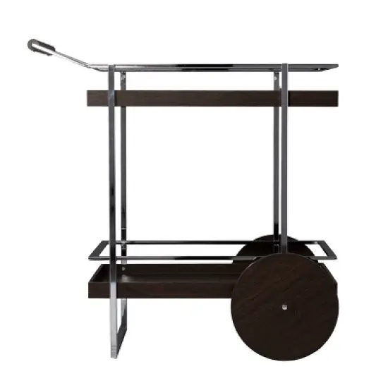 Oneots Rolling Bar Cart Brown/Chrome - Aiden Lane image {3}