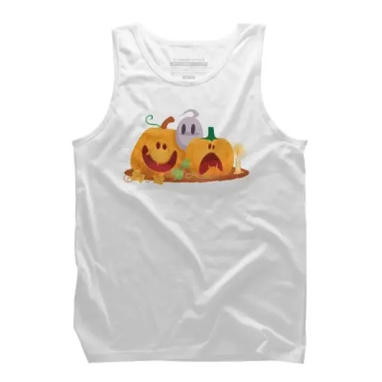Men's Design By Humans Halloween Cartoon Pumpkins And Ghost By VectorVillain Tank Top image {7}