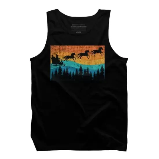 Men's Design By Humans Retro Christmas Horse Riding Santa Vintage 70s 80s Xmas By pahari Tank Top image {4}