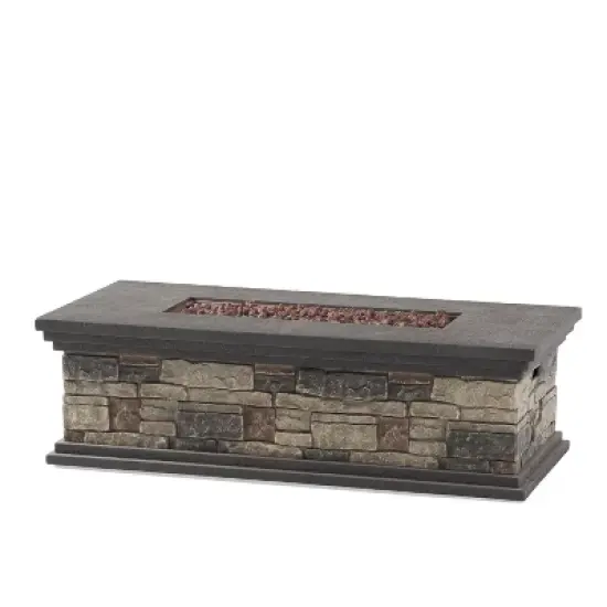 Rectangular Outdoor Fire Pit with 50,000 BTU and Faux Stone Concrete Finish image {8}