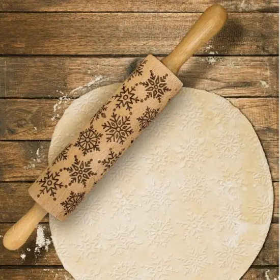 Harold Imports Snowflake Embossed Rolling Pin image {1}