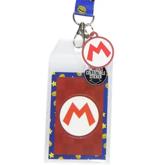 Super Mario Star and Mario Logo Reversible Breakaway Keychain Lanyard ID Holder image {1}
