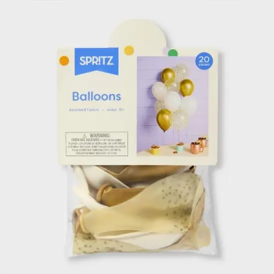 Gold and White Confetti Balloon Pack - Spritz&trade; image {3}