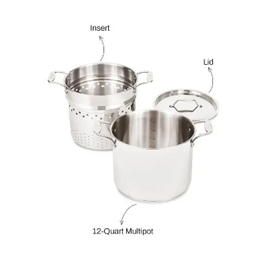 All-Clad 12 Quart Stainless Steel Multipot with Insert, Simply Strain, Silver image {6}