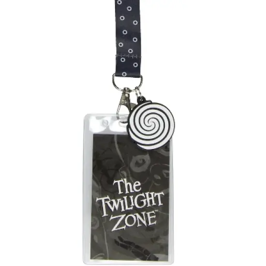 The Twilight Zone ID Lanyard Badge Holder w Hypnotic Spiral Rubber Pendant image {1}