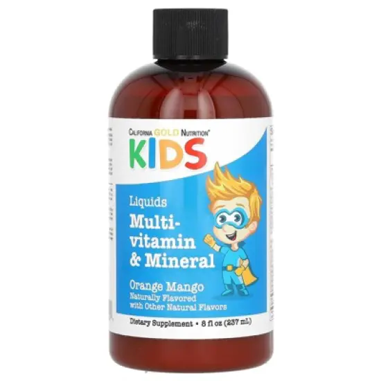 California Gold Nutrition Liquid Multi-Vitamin & Mineral with Calcium, Vitamin B12, Vitamins C & D3 for Children, No Alcohol, Natural Orange Mango, 8 image {3}