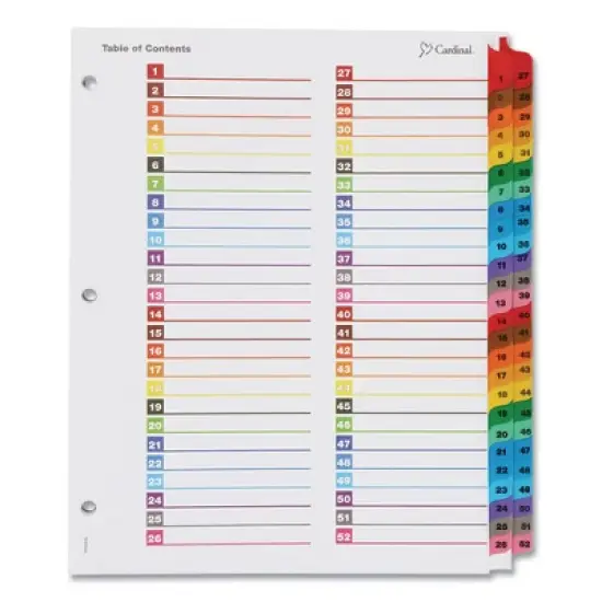 Cardinal OneStep Printable Table of Contents and Dividers - Double Column, 52-Tab, 1 to 52, 11 x 8.5, White, 1 Set image {6}