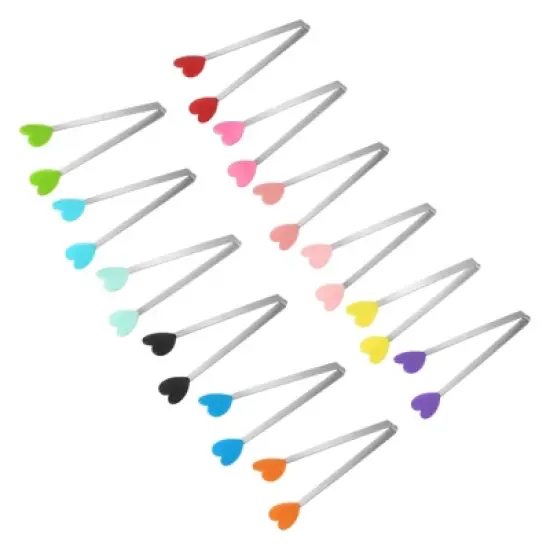 Unique Bargains Stainless Steel Silicone Tips Food Tongs 12 Pcs image {2}