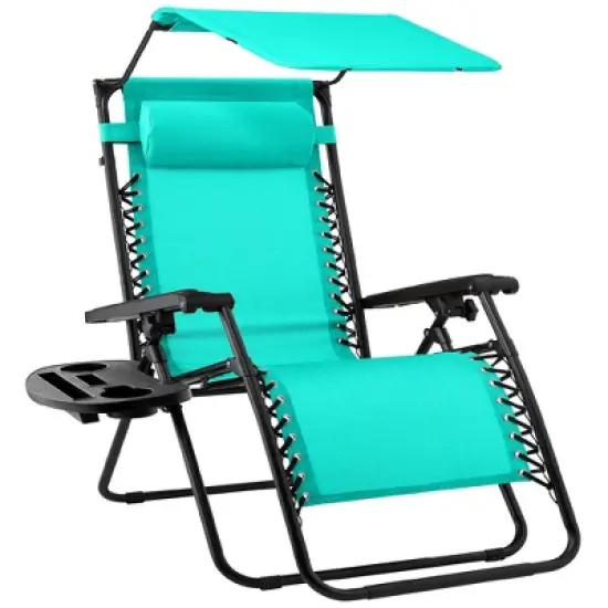 Best Choice Products Folding Zero Gravity Recliner Patio Lounge Chair w/ Canopy Shade, Headrest, Tray image {27}