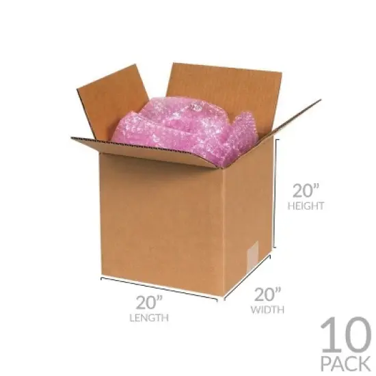 UOFFICE Pack of 10 Corrugated Boxes 20" x 20" x 20" Cube Shipping Boxes image {6}