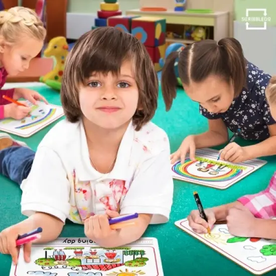 SCRIBBLEDO Picture Lined 9"x12" Dry Erase Board Reusable Handwriting Practice Whiteboard for Students Kids & Classroom Learning image {5}