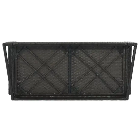 FIONECA 2-Person Wicker Hanging Porch Swing with Cushion & Pillow, Outdoor Rattan Swing Bench with Chains for Garden, Backyard, Pond (White/Gray) image {14}