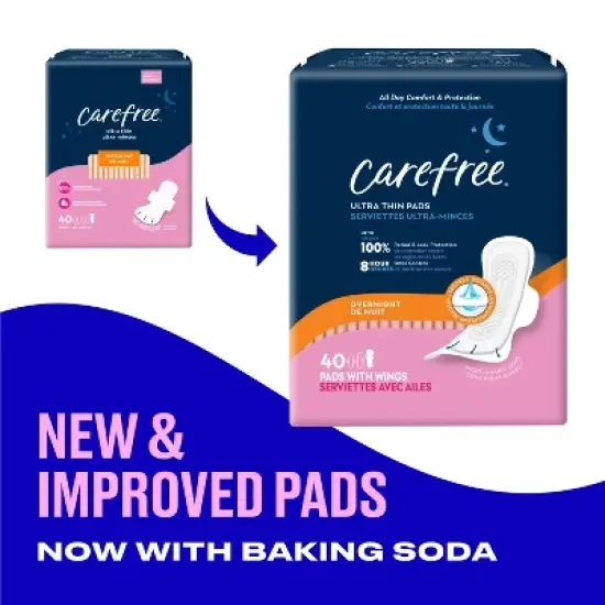 Carefree Ultra Thin Overnight Pads with Wings -40ct image {2}
