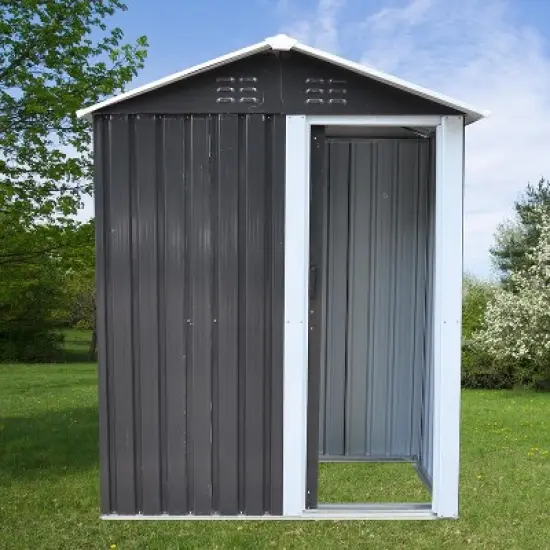 3x5 FT Outdoor Storage Shed, Waterproof Garden Cabinet with Sturdy Black Frame, Detachable Design for Easy Assembly, Perfect for Tools & Equipment image {6}