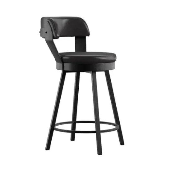 2pk 24" Meilan Faux Leather Metal Swivel Counter Height Barstools - Inspire Q image {6}