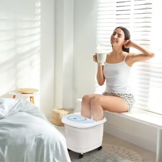 Costway Foot Spa Bath Massager w/ 2-Angle Shower & Motorized Rollers image {1}