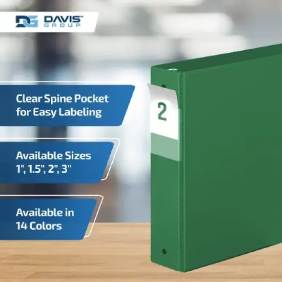 Premium Economy 2"Round Ring Binder 6pk Green: Davis Group, Polypropylene, 400 Sheet Capacity, Hard Cover, 2 Pockets image {4}