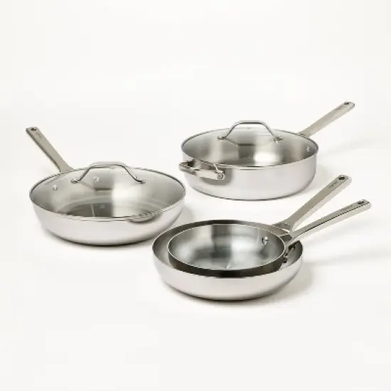 12pc Stainless Steel Cookware Set with 6pc Pan Protectors Silver - Figmint&trade; image {2}