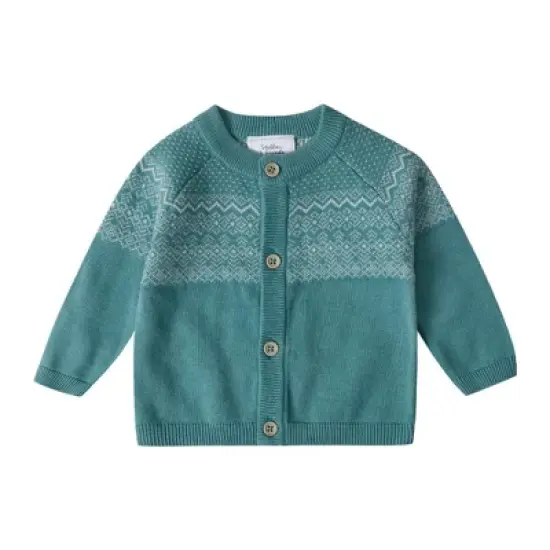 Stellou & Friends 100% Cotton Knit Norwegian Jacquard Design Baby Toddler Boys Girls Long Sleeve Cardigan Sweater image {6}