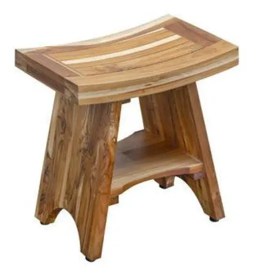 EcoDecors&reg; Serenity&reg; 18" Teak Wood Shower Bench with Shelf in EarthyTeak Finish image {9}