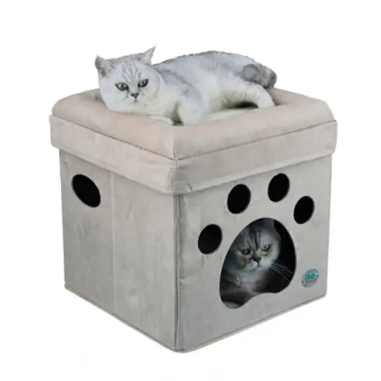 Go Pet Club Comfy Cat Cube Bed Paw Print F880 image {3}