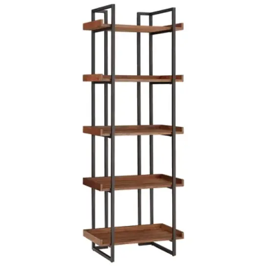 Felicia Rustic Industrial Metal/Wood Etagere Bookshelf - Inspire Q image {7}