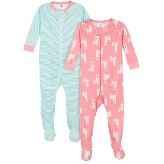 Gerber Baby & Toddler Girls Snug Fit Footed Cotton Pajamas, 2-Pack image {16}