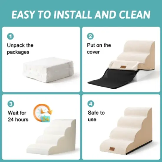 Cozy Kiss PetSafe Curved Dog Stairs &ndash; Foam Ramp for Small Pets, Non-Slip Ladder for Bed & Sofa with Waterproof Cover image {5}